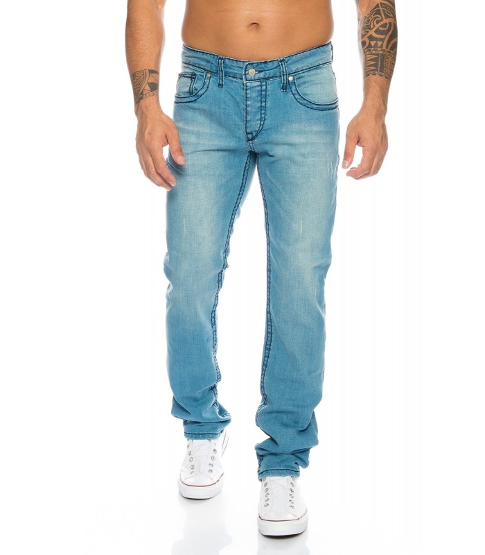 Herren Jeanshose Jeans Dicke Nähte Clubwear Blau  32 