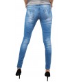 Damen Jeans Hose Skinny Röhrenjeans Used-Style Blau D-151