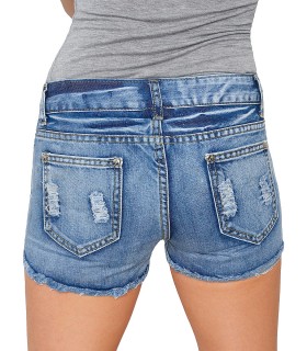 Kurze Damen Hotpants Jeansshorts Destroyed-Look D-171