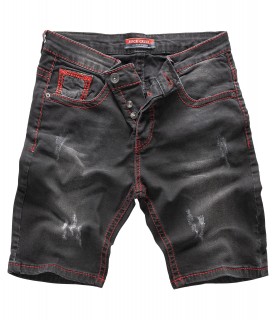 Rock Creek Herren Jeans Shorts Schwarz Dicke Nähte Rot RC-2129