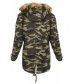 Damen Camouflage Winter Jacke Army-Style mit Teddyfleece D-387