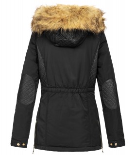 Damen Winter Jacke mit Kapuze Teddyfell-Futter D-430