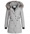 Damen Winter Jacke Mantel mit Kunstfellkragen D-435
