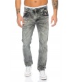Herren Jeans Denim Vintage Grau Stretch-Jeans Hose Basic