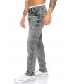 Herren Jeans Denim Vintage Grau Stretch-Jeans Hose Basic