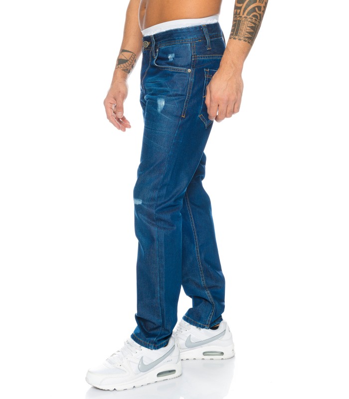 Fifty Five Denim Hose schlichte Herren Regular Fit Jeans Freizeit-Jeans Blau 