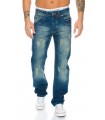 Straight Cut Jeans Herren Hose Denim Komfort Vintage Stonewash Destroyed RC-2040