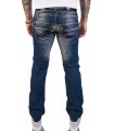 Herren Jeans Slim Fit 2in1 Hose DOUBLE LOOK Vintage Stonewashed 