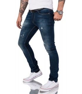 Gelverie Herren Jeans Slim Fit Dunkelblau G-202