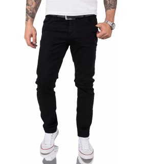 Gelverie Herren Jeans Slim Fit Schwarz G-103