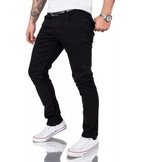 Gelverie Herren Jeans Slim Fit Schwarz G-103