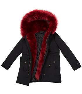 Damen Parka Winter Jacke mit XXL-Kunstfellkragen D-123