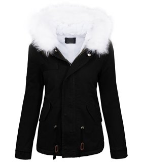 Damen Winter Jacke mit Kapuze XXL-Kunstfell D-223