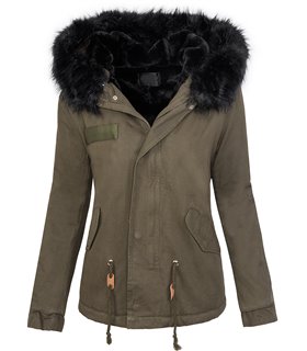 Damen Winter Jacke mit Kapuze XXL-Kunstfell D-223