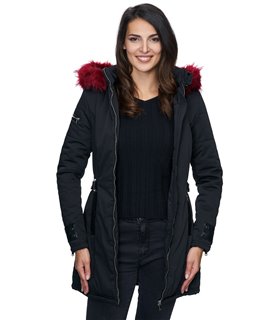 Damen Outdoor Winter Mantel mit Kunstfell Kapuze D-225