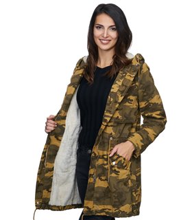 Damen Winter Jacke camouflage Mantel gefüttert D-235