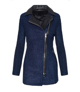 Damen Winter Jacke mit Stehkragen Woll-Optik D-244