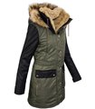 Damen winter Mantel mit Kunstlederärmel D-257