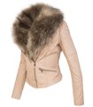 Designer Damen Winter Jacke elegant Kunstfellkragen Übergangsjacke  