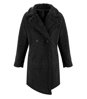 Designer Damen Winter Mantel Jacke Reverskragen Winterjacke Teddy-Fleece D-403