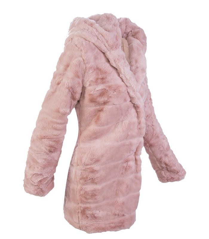 MISSMAO Damen Teddy-Fleece Mantel Kuscheliger Langer Fleecemantel Kapuzenpullover mit Kapuze 