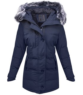 Damen Winter Steppjacke Mantel gefüttert mit Kunstfellkragen D-407