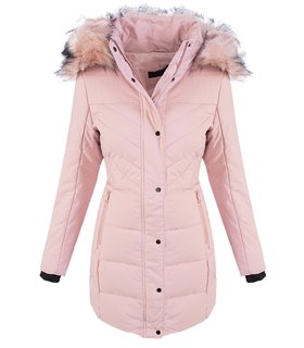 Damen Winter Mantel mit Kunstfellkragen D-408