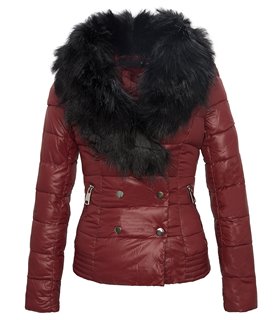 Damen Winter Jacke Kurze Steppjacke mit abnehmbarem Kunstpelzkragen 