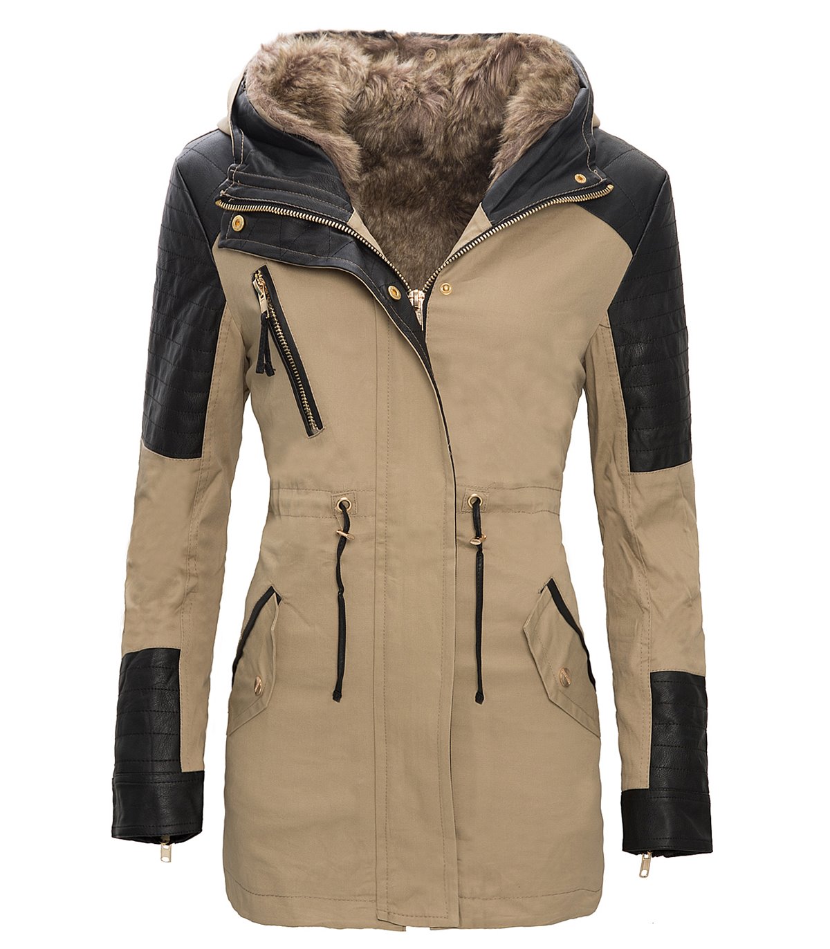 Warme Damen Winter Parka Jacke langer Mantel Winterjacke Fell Kragen kaufen