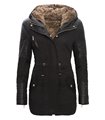 Warme Damen Winter Parka Jacke langer Mantel Winterjacke Fell Kragen  