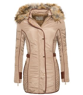 Damen Mantel Winter Jacke Kapuze mit Kunstpelz warm Parka Outdoor 