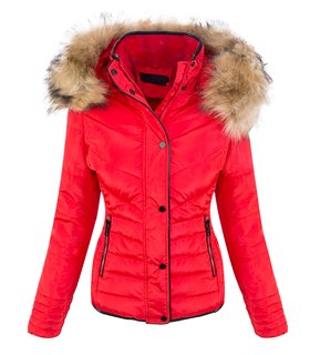 Damen Winter Jacke Steppjacke mit Kapuze Kunstfellkragen D-405