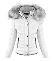 Damen Winter Jacke Steppjacke mit Kapuze Kunstfellkragen D-405