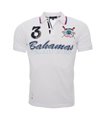 Herren Polo Hemd Shirt Kurzarm T-Shirt Sommer Pique Muster Bahamas Sticker 