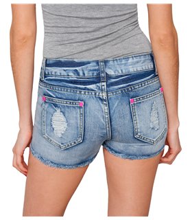 Damen Jeans Shorts Hot Pants Denim Destroyed-Look D-183