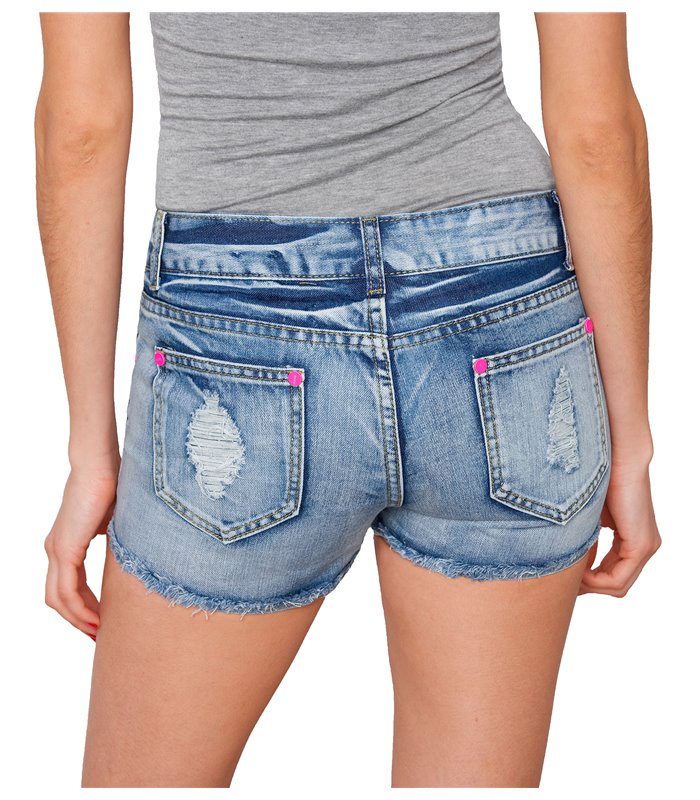 G889 Damen Jeans kurze Hose Damenjeans Hüftjeans Hot Pants Shorts Panty Hochbunt 
