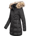 Damen Winter Mantel mit Kapuze Kunstfellkragen D-426