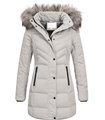 Damen Winter Jacke Steppjacke mit Kapuze Kunstfellkragen D-426