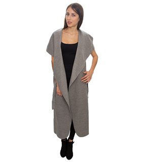 Damen Mantel Blogger Wasserfall Kragen Übergangs Jacke mit Gürtel One Size D-58