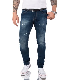 Gelverie Herren Jeans Slim Fit Dunkelblau G-202