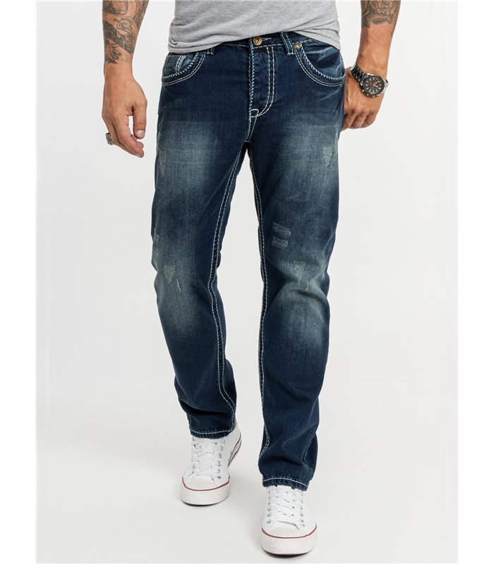 Herren Designer Jeans HOSE NAHT Vintage dicke Blau kaufen