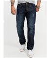 Herren Designer Denim Jeans HOSE Dunkblau Used Look 