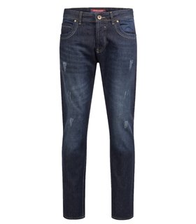 Herren Designer Denim Jeans HOSE Dunkblau Used Look 